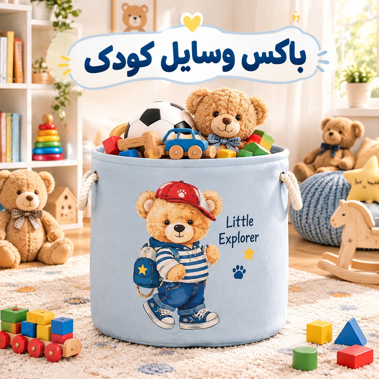 باکس اسباب بازی کودک مخمل | نظم دهنده اسباب بازی و لباس